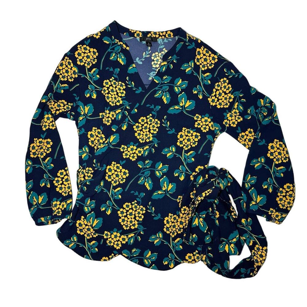 J. Crew Woman's Wrap Tie Floral Blouse Size Small